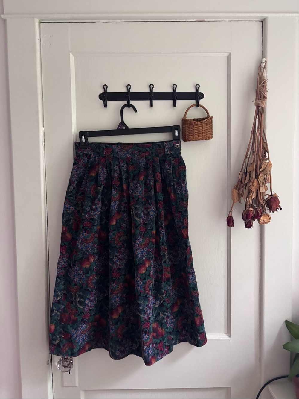 L.L. Bean autumnal fruit midi skirt